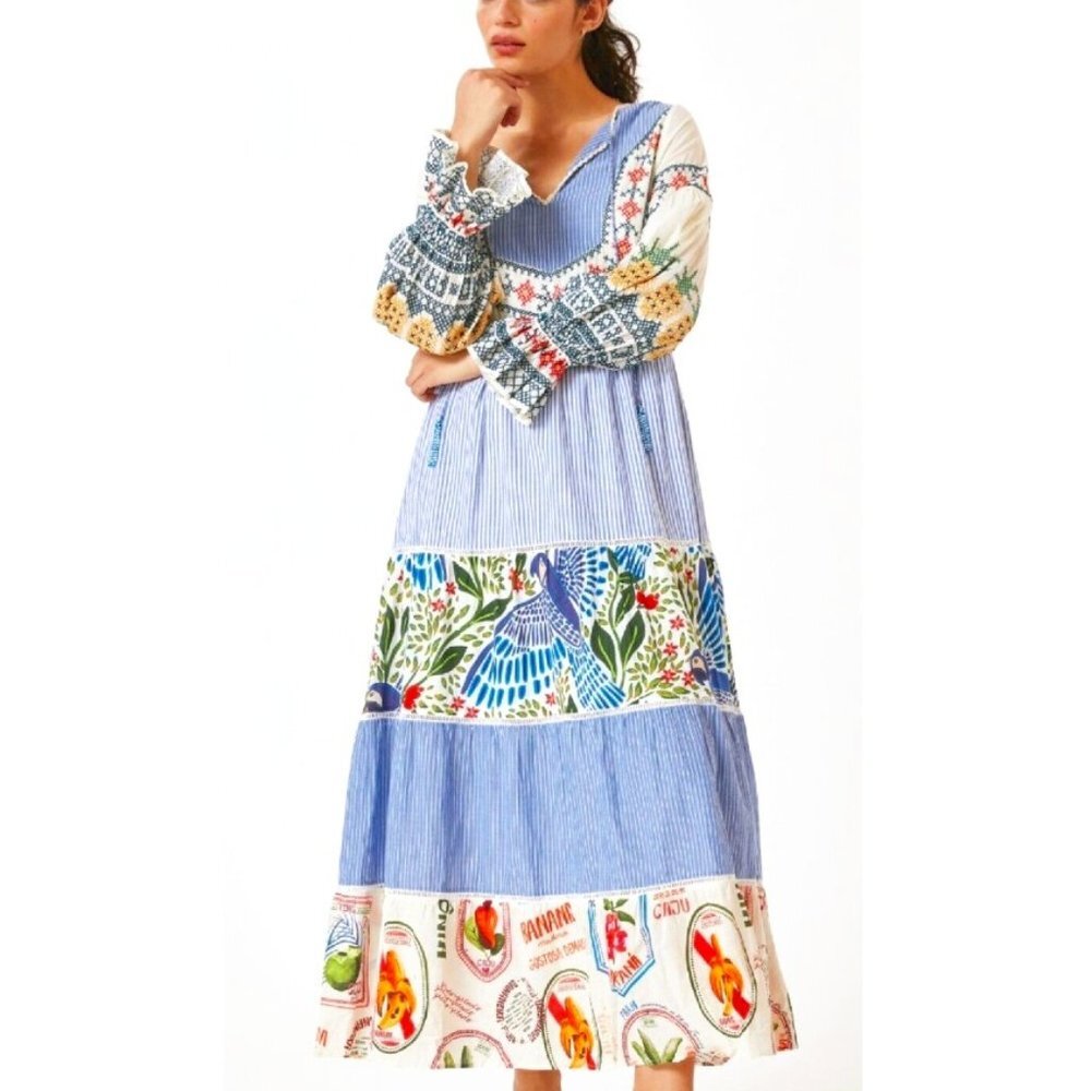 Farm Rio Pineapple Beach Maxi Dress Tropical Summer Maximalist - Picture 2 of 16